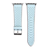 Dot Pattern Leren bandje - Licht blauw - Geschikt voor Apple Watch 38mm / 40mm / 41mm / 42mm