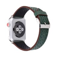 Dot Pattern Leren bandje - Donker groen - Geschikt voor Apple Watch 44mm / 45mm&nbsp;/ 46mm / 49mm
