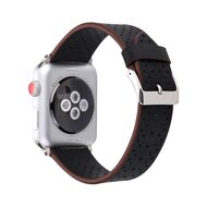 Dot Pattern Leren bandje - Zwart - Geschikt voor Apple Watch 44mm / 45mm&nbsp;/ 46mm / 49mm