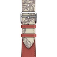 Leren bandje met print - Rood - Geschikt voor Apple Watch 38mm / 40mm / 41mm / 42mm