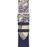 Leren bandje met print - Blauw - Geschikt voor Apple Watch 38mm / 40mm / 41mm / 42mm