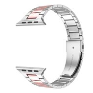 Stalen schakelband - Zilver met ros&eacute; - Geschikt voor Apple watch 38mm / 40mm / 41mm / 42mm