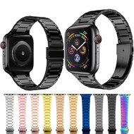 Stalen schakelband - Zilver met ros&eacute; - Geschikt voor Apple watch 38mm / 40mm / 41mm / 42mm