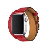 Double Leather Loop bandje - Rood - Geschikt voor Apple watch 44mm / 45mm&nbsp;/ 46mm / 49mm