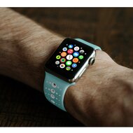 Sportbandje combi-kleuren - Blauw + wit - Geschikt voor Apple Watch 44mm / 45mm&nbsp;/ 46mm / 49mm