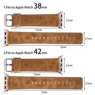 Retro leren bandje - Lichtbruin - Geschikt voor Apple Watch 38mm / 40mm / 41mm / 42mm