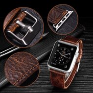Retro leren bandje - Donkerbruin - Geschikt voor Apple Watch 44mm / 45mm&nbsp;/ 46mm / 49mm