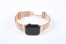 Milanese bandje met vouwbare magneetsluiting - Champagne goud - Geschikt voor Apple Watch 38mm / 40mm / 41mm / 42mm