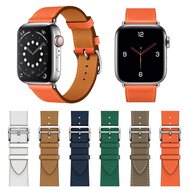 Lederen bandje - Oranje - Geschikt voor Apple Watch 38mm / 40mm / 41mm / 42mm
