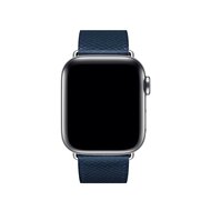 Lederen bandje - Donkerblauw - Geschikt voor Apple Watch 44mm / 45mm&nbsp;/ 46mm / 49mm