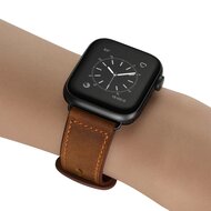 Leren bandje dubbele lus - Donkerbruin - Geschikt voor Apple Watch 38mm / 40mm / 41mm / 42mm