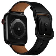 Leren bandje dubbele lus - Zwart - Geschikt voor Apple Watch 38mm / 40mm / 41mm / 42mm