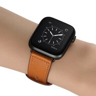 Leren bandje dubbele lus - Bruin - Geschikt voor Apple Watch 44mm / 45mm&nbsp;/ 46mm / 49mm