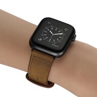 Leren bandje dubbele lus - Gemeleerd bruin - Geschikt voor Apple Watch 44mm / 45mm&nbsp;/ 46mm / 49mm