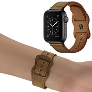 Leren bandje dubbele lus - Gemeleerd bruin - Geschikt voor Apple Watch 44mm / 45mm&nbsp;/ 46mm / 49mm
