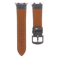 Denim Pattern Echt Leren bandje - Grijs - Geschikt voor Apple Watch 38mm / 40mm / 41mm / 42mm