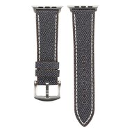 Denim Pattern Echt Leren bandje - Grijs - Geschikt voor Apple Watch 38mm / 40mm / 41mm / 42mm