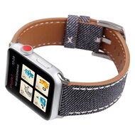 Denim Pattern Echt Leren bandje - Grijs - Geschikt voor Apple Watch 38mm / 40mm / 41mm / 42mm