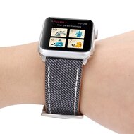Denim Pattern Echt Leren bandje - Grijs - Geschikt voor Apple Watch 38mm / 40mm / 41mm / 42mm
