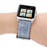 Denim Pattern Echt Leren bandje - Licht blauw - Geschikt voor Apple Watch 44mm / 45mm&nbsp;/ 46mm / 49mm
