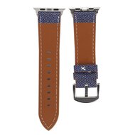 Denim Pattern Echt Leren bandje - Donker blauw - Geschikt voor Apple Watch 44mm / 45mm&nbsp;/ 46mm / 49mm