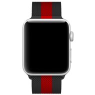 Milanese RVS bandje - Zwart met rood - Geschikt voor Apple Watch 38mm / 40mm / 41mm / 42mm