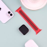 Solo Loop Sportbandje - Maat: L - Rood + Zwart - Geschikt voor Apple Watch 38mm / 40mm / 41mm / 42mm
