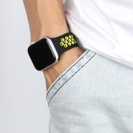 Solo Loop Sportbandje - Maat: L - Zwart + Geel - Geschikt voor Apple Watch 38mm / 40mm / 41mm / 42mm