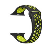 Sportbandje - Maat: S/M - Zwart + Geel - Geschikt voor Apple Watch 38mm / 40mm / 41mm / 42mm