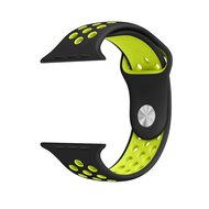 Sportbandje - Maat: S/M - Zwart + Geel - Geschikt voor Apple Watch 38mm / 40mm / 41mm / 42mm