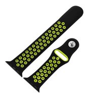 Sportbandje - Maat: S/M - Zwart + Geel - Geschikt voor Apple Watch 38mm / 40mm / 41mm / 42mm