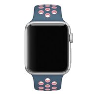 Sportbandje - Maat: S/M - Blauw + Roze - Geschikt voor Apple Watch 38mm / 40mm / 41mm / 42mm