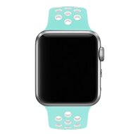 Sportbandje - Maat: S/M - Wit + Groen - Geschikt voor Apple Watch 38mm / 40mm / 41mm / 42mm