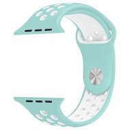 Sportbandje - Maat: S/M - Wit + Groen - Geschikt voor Apple Watch 38mm / 40mm / 41mm / 42mm