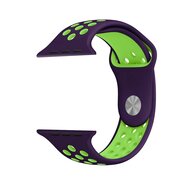 Sportbandje - Maat: M/L - Paars + Groen - Geschikt voor Apple watch 38mm / 40mm / 41mm / 42mm