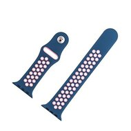 Sportbandje - Maat: M/L - Blauw + Roze - Geschikt voor Apple Watch 38mm / 40mm / 41mm / 42mm