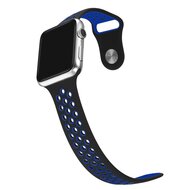 Sportbandje - Maat: S/M - Zwart + Blauw - Geschikt voor Apple Watch 44mm / 45mm&nbsp;/ 46mm / 49mm