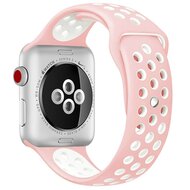 Sportbandje - Maat: S/M - Roze + Wit - Geschikt voor Apple Watch 44mm / 45mm&nbsp;/ 46mm / 49mm