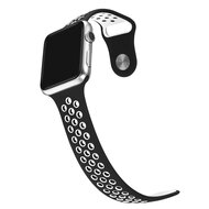 Sportbandje - Maat: M/L - Zwart + Wit - Geschikt voor Apple Watch 44mm / 45mm&nbsp;/ 46mm / 49mm