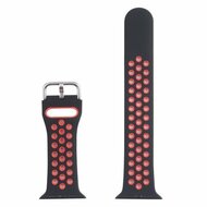 Siliconen sportband met gesp - Zwart + Rood - Geschikt voor Apple Watch 38mm / 40mm / 41mm / 42mm