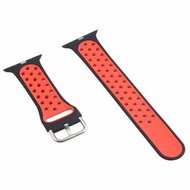 Siliconen sportband met gesp - Zwart + Rood - Geschikt voor Apple Watch 38mm / 40mm / 41mm / 42mm