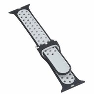 Siliconen sportband met gesp - Zwart + Grijs - Geschikt voor Apple Watch 38mm / 40mm / 41mm / 42mm