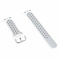 Siliconen sportband met gesp - Wit + Grijs - Geschikt voor Apple Watch 38mm / 40mm / 41mm / 42mm