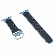 Siliconen sportband met gesp - Blauwgrijs + Zwart - Geschikt voor Apple Watch 38mm / 40mm / 41mm / 42mm