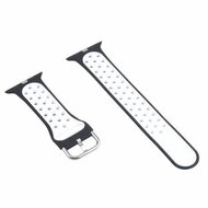 Siliconen sportband met gesp - Zwart + Wit - Geschikt voor Apple Watch 44mm / 45mm&nbsp;/ 46mm / 49mm