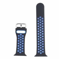 Siliconen sportband met gesp - Zwart + Blauw - Geschikt voor Apple Watch 44mm / 45mm&nbsp;/ 46mm / 49mm