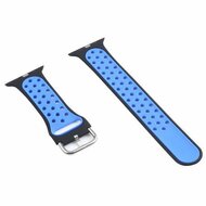 Siliconen sportband met gesp - Zwart + Blauw - Geschikt voor Apple Watch 44mm / 45mm&nbsp;/ 46mm / 49mm