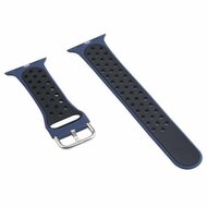Siliconen sportband met gesp - Donkerblauw + Zwart - Geschikt voor Apple Watch 44mm / 45mm&nbsp;/ 46mm / 49mm