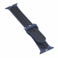 Siliconen sportband met gesp - Donkerblauw + Zwart - Geschikt voor Apple Watch 44mm / 45mm&nbsp;/ 46mm / 49mm
