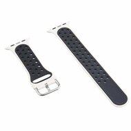Siliconen sportband met gesp - Cr&egrave;me wit + Zwart - Geschikt voor Apple Watch 44mm / 45mm&nbsp;/ 46mm / 49mm